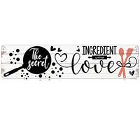 CUIYMXSC The Secret Ingredient is Always Love Slim Tin Sign Street Funny Metal Sign Wall Decor for Kitchen Dining Room Farmhouse Home Bar Garage Man Cave Wall Art Gift 4"" by 16""