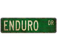 CUIYMXSC Vintage Decor Wall Signs Enduro Enduro Sign Enduro Fan Cross Country Motorcycle Tin Metal Street Sign Lane Avenue Street Way Green 16X4 inches