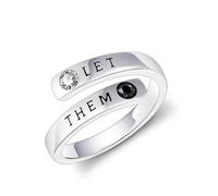 Cujiesp Let Them Inspirational 925 Sterling Silver Ring for Women Motivation Ring for Men Adjustable Open Rings Friendship Ring Encouragement Gift for Friends