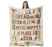 CUJUYO Book Lover Gifts for Women Men Blanket 50"x40" - Librarian Gifts Throw - Book Club Gifts for Reading Lovers Bookish - Literary Gift Ideas - Best Bookworm Gifts for Birthday Christmas Graduation
