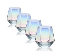 CUKBLESS Stemless Wine Glass Set Of 4(10 Oz),Iridescent Glassware,Modern Rainbow Wine Glass For Serving White Wine, Red Wine, Cocktail, Whiskey, Bourbon, Cool Water