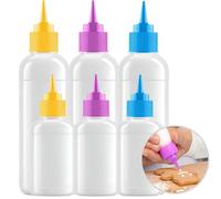 CukkiCakes 6 x Pastry Bottles 30 ml and 5 ml - Kitchen Bottle - Silicone Bottles Easy to Squeeze Adapts to Pastry Nozzles, Ideal for Decorating Cupcakes, Cakes, Croquettes