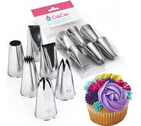 CukkiCakes 6pcs Large Piping Nozzles Set (1M, 2D, 4B, 1A, 124, 895) Icing Nozzles, Piping Tips for Decorating Cakes, Cupcakes - Compatible with Piping Bags - Made in Korea