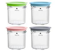 cukoekim Ice Cream Cup, 4 Pack 16oz Pints Replacement BPA-Free Durable Color-Coded Lids Leak-proof Ice Cream Containers for Ninja Creami Breeze NC100/NC200 Sets