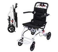 cukoekim Lightweight Folding Wheelchair for Adults and Seniors Carbon Steel Frame with Adjustable Safety Strap Ergonomic Handbrake Ideal for Outdoors and Travel (Black)