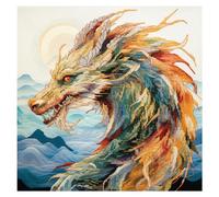 cukol cukol 11ct Cross Stitch, 11 Count Counted Stamped Pre Printed Cross Stitch Embroidery Kits for Adults Beginners Starter Advanced Easy Animal Dragon Crossstitch Patterns Set Wall Decor 40x40 cm