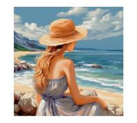 cukol cukol 11ct Cross Stitch, 11 Count Counted Stamped Pre Printed Cross Stitch Embroidery Kits for Adults Beginners Starter Advanced Easy Beach Beauty Crossstitch Patterns Set Needlepoint 18X18 in
