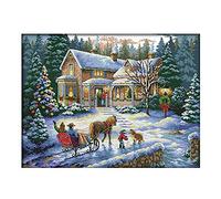 cukol cukol Christmas Cross Stitch Kits, 11ct 11 Count Easy Counted Pre Printed Stamped Cross Stitch Kits for Adults UK, Advanced Crossstitch Embroidery Set for Beginner Starter 14x18 in