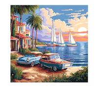 cukol cukol Cross Stitch Kits for Adults - 11CT Sea Landscape Pre Printed Stamped Cross-Stitch Patterns, Advanced Beginners Embroidery Kit, 16x16 in DIY Crossstitch Crafts for Wall Decor or Mum Gifts