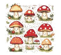 cukol cukol Cross Stitch Kits for Adults - 12x12 in Easy Washable Pre Printed Pattern, Advanced 11CT Stamped Embroidery Fabric, Cute Mushroom Design Fit for DIY Home Decor, Mum Gifts & Stress Relief