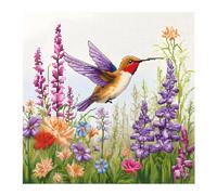 cukol cukol Cross Stitch Kits for Adults - 14x14 in Easy Washable Pre Printed Hummingbird Pattern, Advanced 11CT Stamped Beginner Embroidery Fabric, Fit for DIY Home Decor, Mum Gifts & Stress Relief