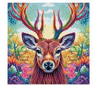 cukol cukol Cross Stitch Kits for Adults Beginners, Deer 11 Count Counted Stamped Pre Printed Cross Stitch Embroidery Kits for Starter, Modern Advanced Easy Animal 11ct Crossstitch Set 16x16 in