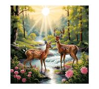 cukol cukol Deer 11ct Cross Stitch Kits for Adults Beginners, 11 Count Counted Stamped Pre Printed Cross Stitch Embroidery Kits for Starter, Modern Advanced Easy Animal Crossstitch Set 16x16 in