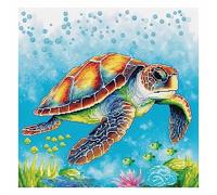 cukol cukol Sea Turtle Cross Stitch Kits for Adults Beginners, 11 Count Counted Stamped Pre Printed Cross Stitch Embroidery Kits for Starter, Modern Advanced Easy Animal 11ct Crossstitch Set 16x16 in