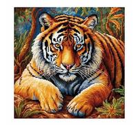 cukol cukol Tiger 11ct Cross Stitch, 11 Count Counted Stamped Pre Printed Cross Stitch Embroidery Kits for Adults Beginners Starter Advanced Easy Crossstitch Patterns Set Needlepoint 18x18 in