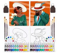 Cularve 2 Pack Date Night Painting Kit for Couples - Pre-Painted Couple Paint and Sip Party Set, Elegant Gentleman and Lady Paint and Sip Party Kit (8x10)