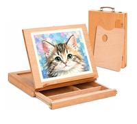 Cularve Tabletop Easel with Storage Drawer, Portable Folding Beech Wood Art Easel with Palette, for Painting Beginners Practicing Sketching, Watercolor and Acrylic