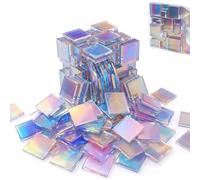 CULASIGN 100 Pieces Acrylic Mosaic Stones for Crafts, 2 x 2 cm Square Mini Mosaic Tiles, Double-Sided Iridescent Holographic Mosaic for Plates, DIY Crafts (2 x 2 cm)