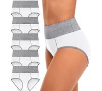 CULAYII High Waisted Underwear for Women Cotton No Muffin Top Full Coverage Briefs Soft Stretch Ladies Panties 5 Pack, White -5 Pack, 5XL