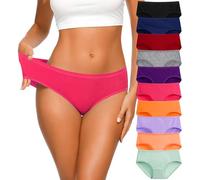 CULAYII Women's Cotton Bikini Panties, High-Cut Full Coverage Stretch Cool Underwear for Women, Multicoloured T - 10 Pack, L
