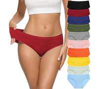 CULAYII Women's Cotton Bikini Panties, High-Cut Full Coverage Stretch Cool Underwear for Women, Multicoloured a - 10 Pack, S