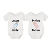 culbutomind Baby Twin Bodysuit Drinking Buddies Funny baby Shower Twin boy girl matching outfits twins Clothes