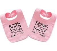 culbutomind Baby Twins Bibs Born Together Friends Forever Newborn Toddler Cute Unisex Bibs Infant Twin Outfits(pink)