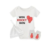 culbutomind Baby Twins Bodysuit Boxing Gloves Win Rocky baby outfit Funny Baby Romper Baby Girl Clothes Set(white champion is one boxing set 12m)