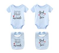 culbutomind Baby Twins Bodysuit God Gives You Two Newborn Baby Romper Unisex Toddler Outfits Cute Infant Twin Clothes With Bibs(blue 3m)