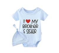 culbutomind Baby Twins Bodysuit I Love My Sister And Brother Toddler Casual Children Family Clothes Baby Romper(blue hayi love brother sister 3m)