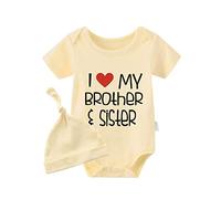culbutomind Baby Twins Bodysuit I Love My Sister And Brother Toddler Casual Children Family Clothes Baby Romper(yellow hayi love brother sister 3m)