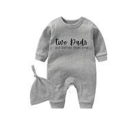 culbutomind Baby Twins Bodysuit Long Sleeve Two Dads Are Better Newborn Romper Unisex Toddler Outfits Cute Infant Baby Clothes With Hat(grey 9m)