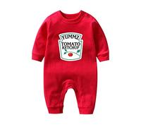 culbutomind Baby Twins Bodysuit Yummz Tomato Ketchup Newborn Baby Cute Romper Unisex Outfit (Red Bodysuit, 7-9Months)