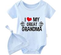 culbutomind Baby Twins Bodysuits I Love My Great Grandma Infant Clothes Unisex Twin Romper Funny Outfits With Hat(blue 12m)
