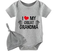 culbutomind Baby Twins Bodysuits I Love My Great Grandma Infant Clothes Unisex Twin Romper Funny Outfits With Hat(grey 3m)