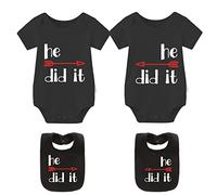 culbutomind Baby twins bodysuits She He did it Baby Clothes NewBorn girl clothes Twins Baby Gift(Black BL 3M)