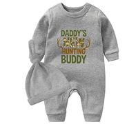 culbutomind Babysuit Outfit Set Baby Loves Rock Print Long Sleeve Infant Clothing New Born Baby Clothes(grey hunting buddy 9m)