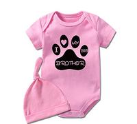 culbutomind Newborn Infant Baby Twins Clothes Sets with hat Claw I Love My Big Brother Baby Romper Outfit Clothes(pink zhuazi brother9m)