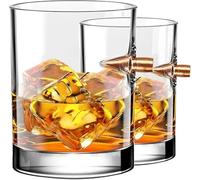 Culcenor 2pcs Whiskey Glasses, Craft Glass Mugs, Creative Bullet Beer Mug, Wine Glasses for Home for Scotch Bourbon Father Small Birthday Christmas Valentine Water Glass Gift (A-2pc)