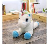 Culcenor Rainbow Unicorn Plush Toy, Soft Pegasus Stuffed Animal Pillow, Cute Pony Plushie with Colorful Mane, Kawaii Sleeping Pillow Gift for Kids Girls Birthday (Blue (30-40cm))