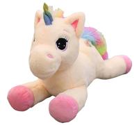 Culcenor Rainbow Unicorn Plush Toy, Soft Pegasus Stuffed Animal Pillow, Cute Pony Plushie with Colorful Mane, Kawaii Sleeping Pillow Gift for Kids Girls Birthday (Beige (35-40cm))