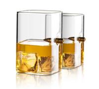 Culcenor Whiskey Glasses, Craft Glass Mugs, Creative Bullet Beer Mug, Wine Glasses for Home for Scotch Bourbon Father Small Birthday Christmas Valentine Water Glass Gift (B-2pc)