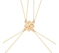 CULEO Women's Necklaces,Four Leaf Clover Patchwork Necklace Magnet Alloy Pendant Parent-Child Good Friends 4-Piece Combination Necklace (Gold)