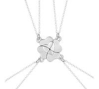 CULEO Women's Necklaces,Four Leaf Clover Patchwork Necklace Magnetite Alloy Pendant Parent-Child Good Friends 4-Person Combo Necklace (Silver)