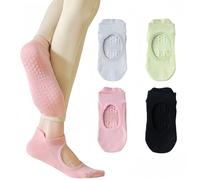 Culeotah Pilates Socks with Grips for Women Gripper Socks Non Slip Grippy Socks Yoga Socks with Grips for Women Sticky socks, A1-black Green Grey Pink, One size