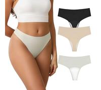 Culibit Camel Proof Underwear for Women Seamless Thongs with Camel Concealer Toe No Show Yoga Bikini Workout Panties, Black+beige+sage Green, M