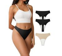 Culibit Seamless Camel Toe Concealer Underwear for Women Discreet Anti Camel Toe Solution for Under Leggings, Yoga Pants, Black+black+beige Thongs, One size