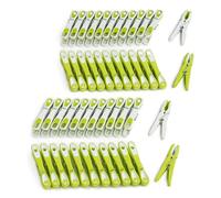 culiclean Clothes Pegs for Washing Line - Strong Soft Grip Washing Pegs Flower - Durable Plastic Laundry Pegs for Indoor, Outdoor Use - Heavy Duty Clothes Clips - 48 Pack - Eco green-white