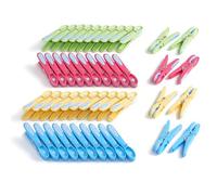 culiclean Clothes Pegs for Washing Line - Strong Soft Grip Washing Pegs Flower - Durable Plastic Laundry Pegs for Indoor, Outdoor Use - Heavy Duty Clothes Clips - 48 Pack - blue-yellow-green-pink