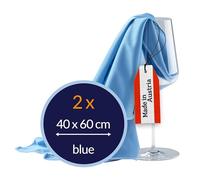 culiclean Microfibre Polishing Cloths for Glass Glasses High-Gloss Surfaces 40 x 60 centimetres, Premium, Pack of 2 Cloths, Blue-Blue